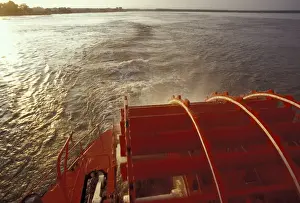 Mississippi River Prints: NA, USA, Louisiana Delta Queen on the Mississippi River just before sunset