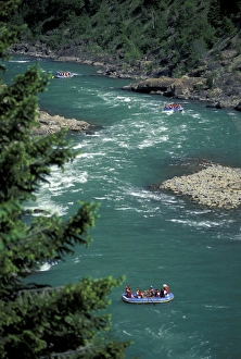 Images Dated 24th August 2004: NA, USA, Montana, Glacier National Park. Rafters along the Middle Fork of the Flathead