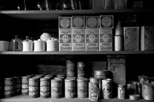 NA, USA, Montana, Nevada City Shelves stocked with canned goods in abandoned general