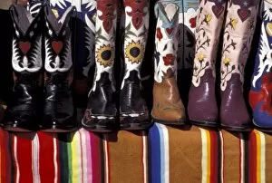 NA, USA, New Mexico, Santa Fe. Cowboy boots detail