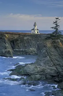 Coos Bay Prints: NA, USA, Oregon, Coos Bay Cape Arago Lighthouse at head of Coos Bay