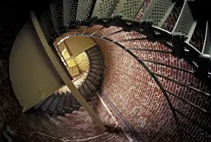 Spiral Prints: NA, USA, Oregon, Oregon Coast Looking up inside Cape Blanco Lighthouse