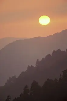 Mountainside Prints: NA, USA, Tennessee, Great Smoky Mountains NP Sunset from Morton Overlook