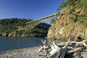 Images Dated 29th March 2004: NA, USA, Washington, Whidbey Island Driftwood on beach below the Deception Pass Bridge