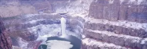 Washtucna Prints: NA, USA, Washinton State, Palouse Falls winter dusting of Snow