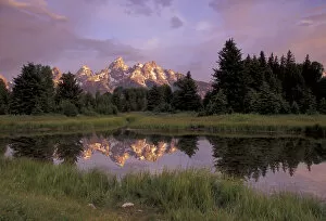 Images Dated 24th August 2004: NA, USA, Wyoming, Grand Teton National Park. Grand Teton Range and reflection