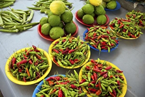 Miva Stock Prints: Nadi, fiji islands, suva, peppers, fruit and vegetable outdoor market