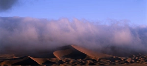 Gentle Prints: Namibia, Namib Nauklift National Park, Morning fog rolls in from Atlantic Ocean over