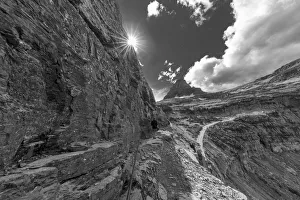 Hiking Prints: The Narrow section of the Highline Trail above Going to the Sun Road in Glacier National Park