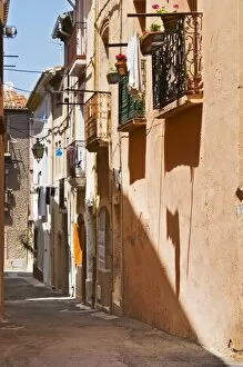 Narrow village street. Bouzigues Languedoc. France. Europe