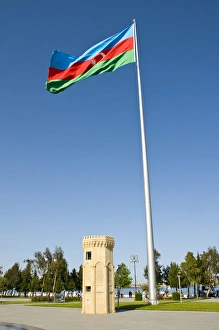 Images Dated 28th May 2010: National Flag blowing in wind, Baku, Azerbaijan