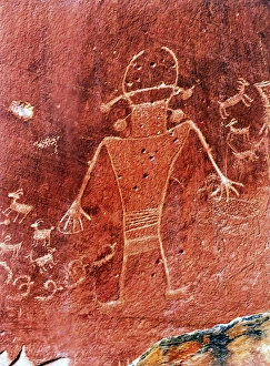 Sandstone Prints: Native American Indian Fremont Petroglyphs Sandstone Mountain Capitol Reef National