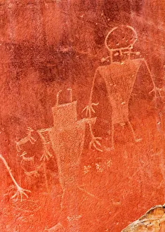 Native American Indian Fremont Petroglyphs Sandstone Mountain Capitol Reef National