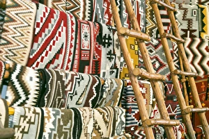 Route 66 Prints: Native American rugs. Albuqueruqe, New Mexico, USA. Central Ave, Route 66