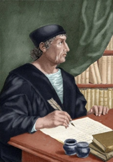 15th Century Prints: Nebrija, Elio Antonio de (1441-1522). Spanish Humanist. Colored engraving