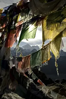 Himalaya Prints: Nepal, Gokyo Ri. Prayer flags on the summit of Gokyo Ri in the Everest region of