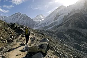 Himalaya Prints: Nepal. A trekker on the Everest Base Camp Trail in the Khumbu region of Nepal