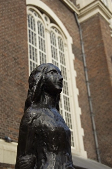 The Netherlands (aka Holland), Amsterdam. Anne Frank House & Museum. Statue of Anne