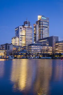 Buildings Prints: Netherlands, Amsterdam, Omval Commercial District, office towers, dawn
