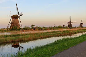 Windmill Prints: Netherlands, Holland. South Holland, Zuid Holland, Kinderdijk. Windmills