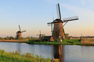 Windmill Prints: Netherlands, Holland. South Holland, Zuid Holland, Kinderdijk. Windmills