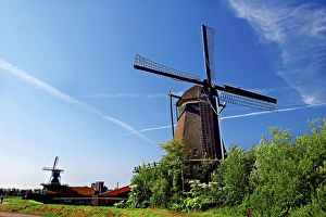 Miva Stock Prints: Netherlands, North Holland, Zaanstad, Zaanse Schans, windmills