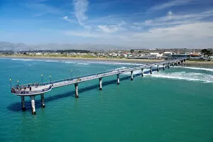 New Brighton Pier, Christchurch, South Island, New Zealand - aerial
