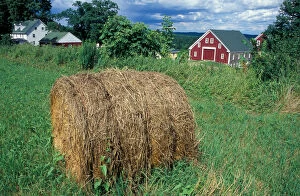 New Gloucester, ME A bale of hay in a field near the barn at the Sabbathday Lake