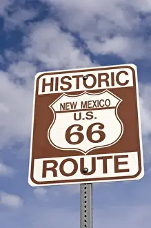 Images Dated 9th July 2008: New Mexico. Road sign along historic Route 66 New Mexico