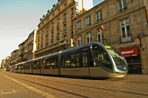 Images Dated 14th December 2007: The new modern tram on the posh shopping street Cours de l Intendence in Bordeaux