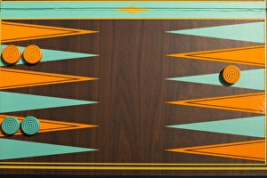 Reproduction Prints: New York City, NY, USA. Backgammon board game