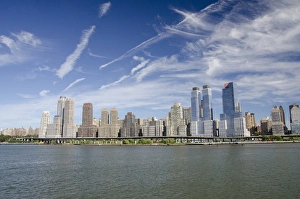 Manhattan Prints: New York, New York City. Hudson River view of downtown city skyline