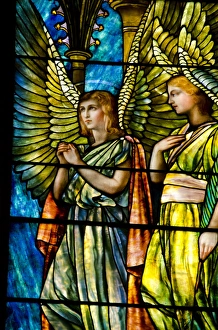 Angel Prints: New York, Troy. St. Pauls Episcopal Church, circa 1827. Tiffany Glass windows