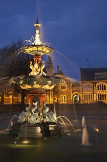 Images Dated 14th July 2009: New Zealand, Canterbury, Christchurch, Peacock Fountain, Botanic Gardens, and Arts