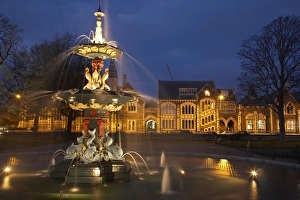 Christchurch Prints: New Zealand, Canterbury, Christchurch, Peacock Fountain, Botanic Gardens, and Arts