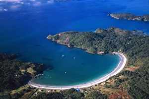 Stewart Island Prints: New Zealand, Horseshoe Bay, Stewart Island, Rakiura, aerial