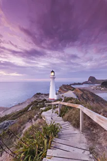 New Zealand, North Island, Castlepoint, Castlepoint Lighthouse, dawn
