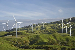 New Zealand, North Island, Manawatu, Te Apiti Wind Farm, Ruahine Ranges