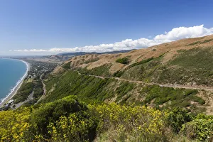 World Locations Prints: New Zealand, North Island, Paekakariki, elevated view of the Kapiti Coast
