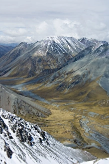 South Fork Prints: New Zealand, South Island, Arrowsmith Range. View of South fork of Ashburton River