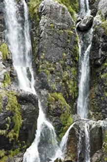 New Zealand, South Island, Arthurs Pass National Park. Smaller waterfalls near Waimakariri falls