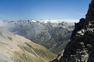 New Zealand, South Island, Arthurs Pass National Park. View from top of Marmaduke Dixon Glacier
