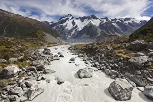 Australia Prints: New Zealand, South Island, Canterbury, Aoraki-Mt. Cook National Park, Hooker Valley hike