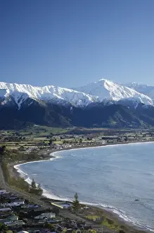 New Zealand, South Island, Kaikoura and Snow on Seaward Kaikoura Range