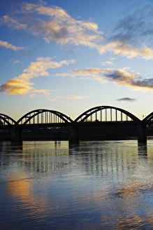 South Otago Prints: New Zealand, South Island, South Otago, Balclutha Bridge at Sunset, Clutha River