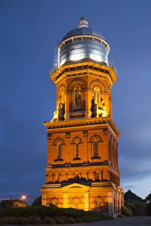 Australia Prints: New Zealand, South Island, Southland, Invercargill, the water tower, built 1888, dusk