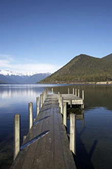 New Zealand, South Island, Tasman District, Jetty, Lake Rotoroa, Nelson Lakes National