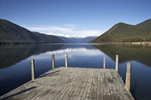 New Zealand, South Island, Tasman District, Nelson Lakes National Park, Jetty, Lake