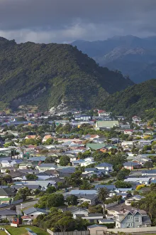 Images Dated 25th February 2016: New Zealand, South Island, West Coast, Greymouth, elevated town view