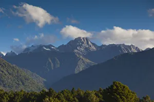 Images Dated 27th February 2016: New Zealand, South Island, West Coast, Fox Glacier Village, view of Mt. Tasman and Mt
